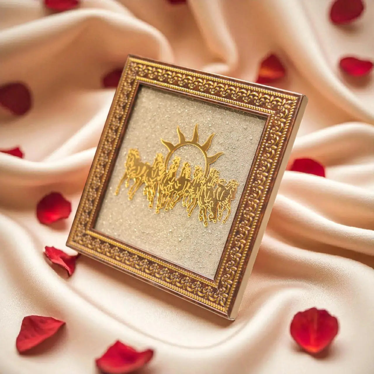 7 Horse Pyrite Dust Prosperity Frame