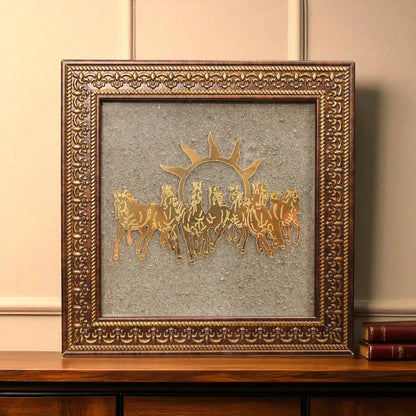 7 Horse Pyrite Dust Prosperity Frame